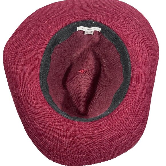 By Anthropologie Cusco ranch hat wine red O/S Polyester Blend Brown Band - Picture 4 of 9